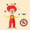 Happy circus clown. Cartoon vector illustration