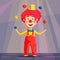 Happy circus clown. Cartoon vector illustration