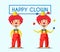 Happy circus clown. Cartoon vector illustration