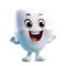 happy clean tooth on white isolated background. Cartoon character