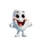 happy clean tooth on white isolated background. Cartoon character