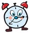 Happy clock with red ring bells, illustration, vector