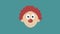 Happy clown face flat design animation icon