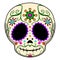 Happy colored mexican skull cartoon