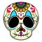 Happy colored mexican skull cartoon