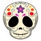 Happy colored mexican skull cartoon