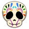 Happy colored mexican skull cartoon