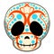 Happy colored mexican skull cartoon