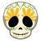 Happy colored mexican skull cartoon