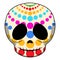 Happy colored mexican skull cartoon