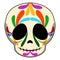 Happy colored mexican skull cartoon