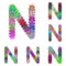 Happy colorful fractal font set - letter N