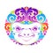 Happy colorful funny ornate sloth. Splash abstract design.