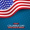 Happy Columbus Day background. USA National holiday concept. Realistic United States of America flag with stripes and stars.