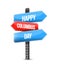 happy columbus day multiple destination color street sign