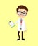 Happy Comic Pediatrician Doctor with Blank Notes Vector