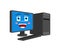 Happy Computer emotion isolated. lucky PC Cartoon Style. data processor joyful Vector