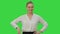 Happy confident woman throw papers on a Green Screen, Chroma Key.