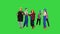 Happy construction people dancing in a circle on a Green Screen, Chroma Key.