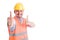 Happy constructor smiling and showing thumbs up