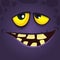 Happy cool cartoon monster face avatar with crooked smile. Vector Halloween black monster character.
