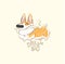 Happy Corgi Dog Play Bone Vector Poster. Funny Little Puppy Animal Dream Big Concept Typography Print Poster Design. Can