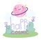 Happy cosmic planet nature grass cartoon cute text