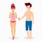 Happy Couple on Beach Honeymoon Vacation Clip Art