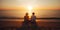 Happy couple enjoy luxury sunset on the beach during sunset, created with Generative AI technology