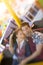 Happy couple enjoy in riding ferris wheel