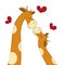 Happy couple of giraffes, love, illustration