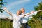 Happy couple having fun outdoors in summer