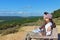 Happy couple looking at beautiful view