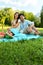 Happy Couple In Love On Romantic Picnic In Park. Relationship