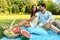 Happy Couple In Love On Romantic Picnic In Park. Relationship