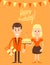 Happy couple retro art illustration