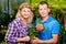 Happy couple with a rose