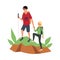 Happy couple of tourists in hike or adventure a isolated vector illustration.