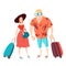 Happy couple travel together. Summer vacation.