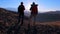 happy couple traveler man and woman with backpack