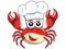 Happy Crab chef mascot cook hat isolated