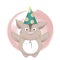 happy creature cartoon with party hat. Vector illustration decorative design