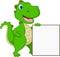 Happy Crocodile Cartoon With Blank Sign