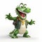 Happy Crocodile Cartoon Character In Superhero Costume