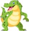 Happy crocodile standing and waving hand