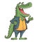 Happy Crocodile Sticker On Isolated Tansparent Background, Png, Logo. Generative AI