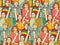 Happy crowd children color seamless pattern.