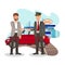 Happy Customer at Gas Station Flat Illustration