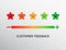 Happy customer symbol. Feedback design with emotions scale background. Rating satisfaction concept. Set of feedback icons in star