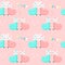 Happy cute alpaca couples vector seamless pattern